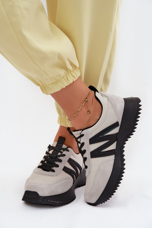 Faux-Suede Sneaker mit Plattform Vinceza 41521 grau
