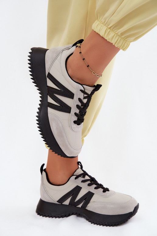 Faux-Suede Sneaker mit Plattform Vinceza 41521 grau