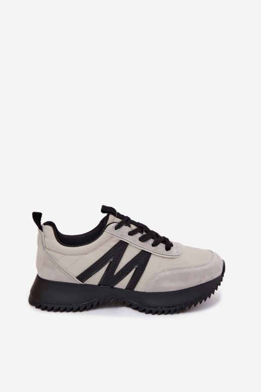 aus INildleder Sneakers Stilvollllschuhe Feminin mit einer Plattform Vinceza 41521 graue Farbe