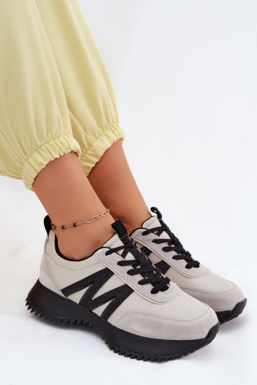 Faux-Suede Sneaker mit Plattform Vinceza 41521 grau