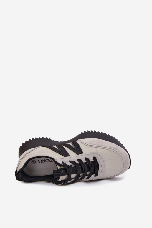 Faux-Suede Sneaker mit Plattform Vinceza 41521 grau