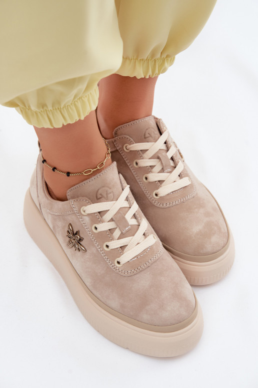 Haut aus INildleder Schuhe Feminin mit einer Plattform Vinceza 41523 Beige