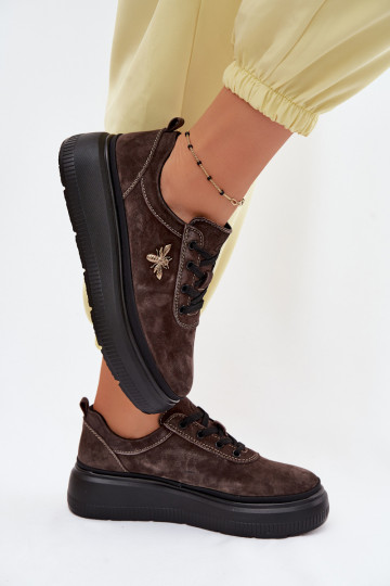 Haut aus INildleder Schuhe Feminin mit einer Plattform Vinceza 41523 CzekoladoZue