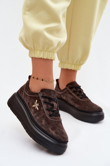 Haut aus INildleder Schuhe Feminin mit einer Plattform Vinceza 41523 CzekoladoZue 2