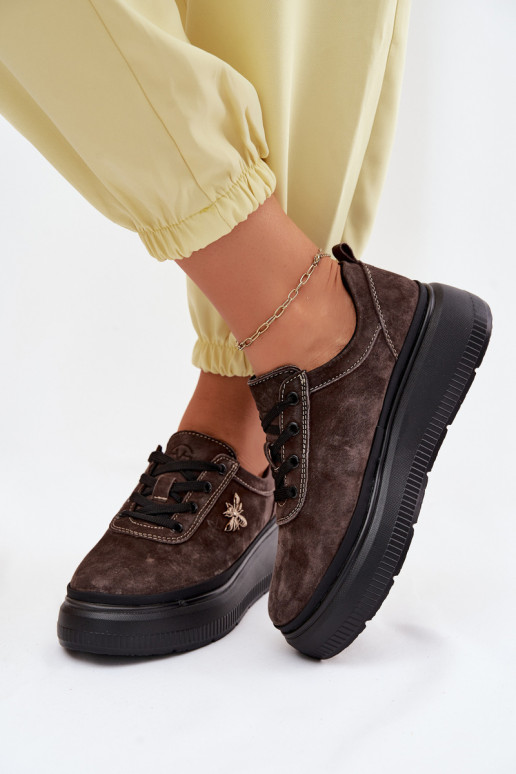 Haut aus INildleder Schuhe Feminin mit einer Plattform Vinceza 41523 CzekoladoZue