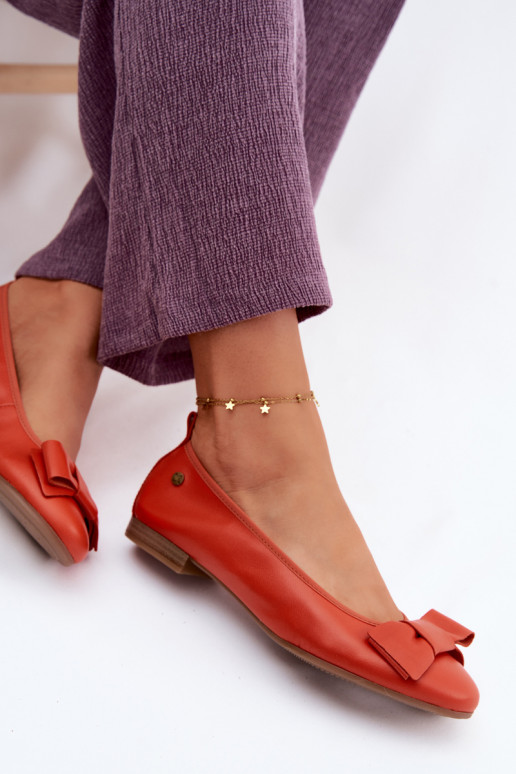 Ballerinas mit Bändern Es mussciejka P6802-18 orange Farbe