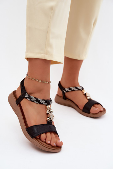 Flache Sandalen für Damen S.Barski KV61-6051 schZuarze Farbe 2