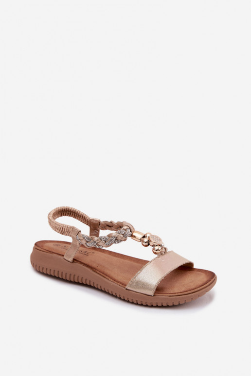 Flache Sandalen für Frauen in Goldfarbe
