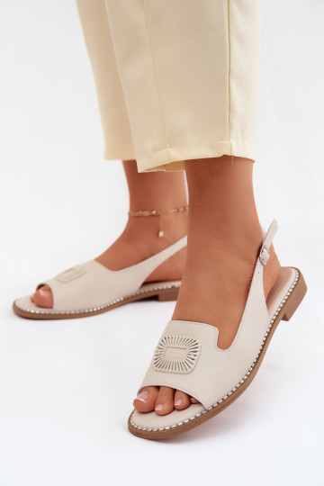 Damen-Sandalen mit breiten Absätzen S.Barski KV61-6076 sandfarben