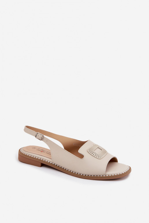Damensandalen Feminin mit breiten Absätzen S.Barski KV61-6076 Beige