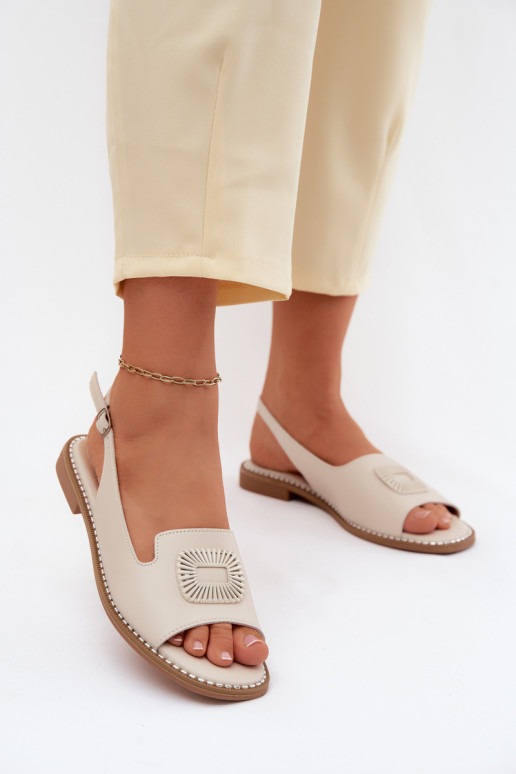 Damen-Sandalen mit breiten Absätzen S.Barski KV61-6076 sandfarben