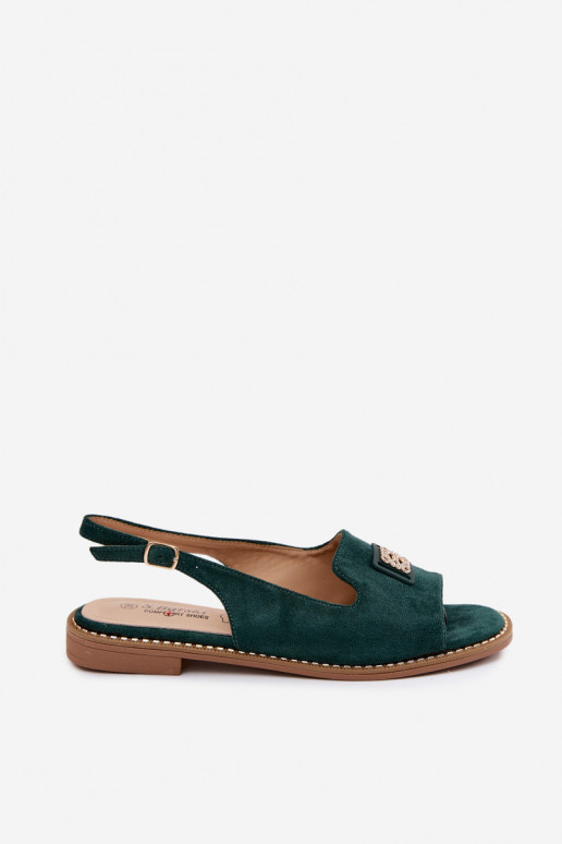 Damen-Sandalen mit breiten Absätzen und dekorativen Details S.Barski KV61-6015 grün