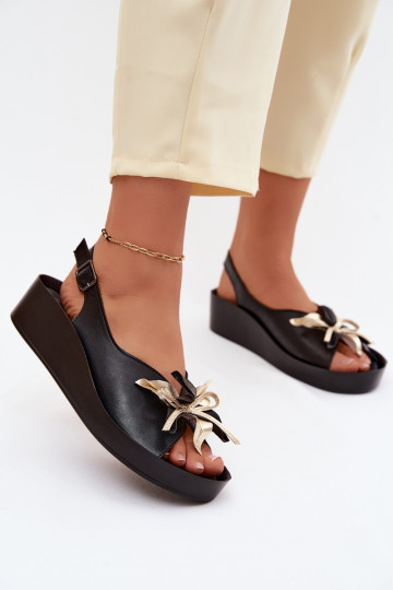 Damensandalen Feminin mit Ornamenten S.Barski KV61-6045 schZuarze Farbe 2