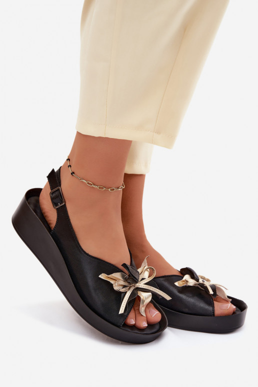 Damen-Sandalen mit Ornamenten S.Barski KV61-6045 schwarz