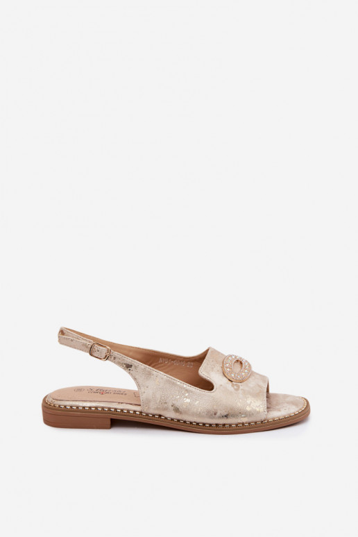 Flache Sandalen für Damen mit Ornamenten S.Barski KV61-6040 goldfarben