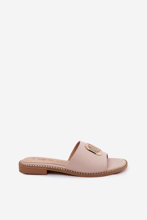 Hausschuhe Ermöglichtturleder mit breiten Absätzen Ozdoba S.Barski KV61-6019 Nude