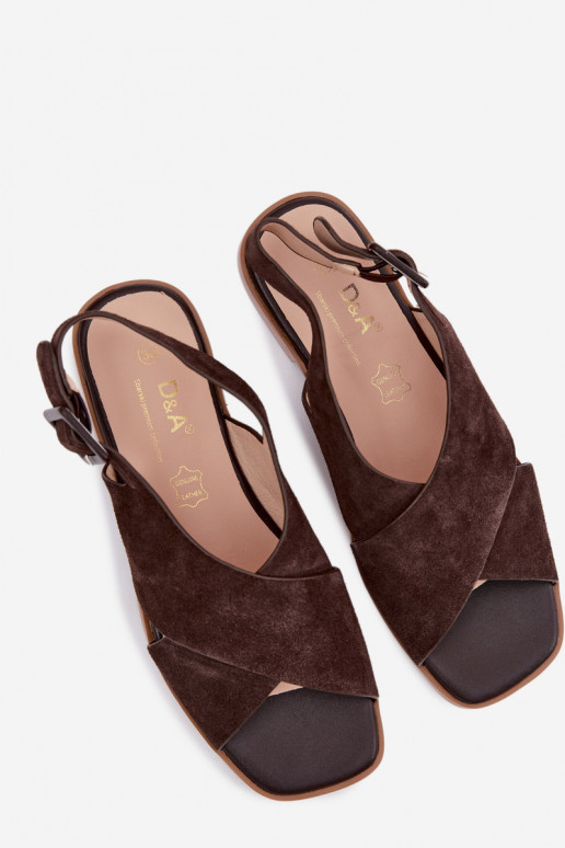 Wildleder-Sandalen mit breiten Absätzen D&A JC61-1001 schokoladenbraun