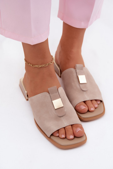 Eleganter Stil Damenhausschuhe natürliches INildlederoZua D&A JC61-1002 Beige