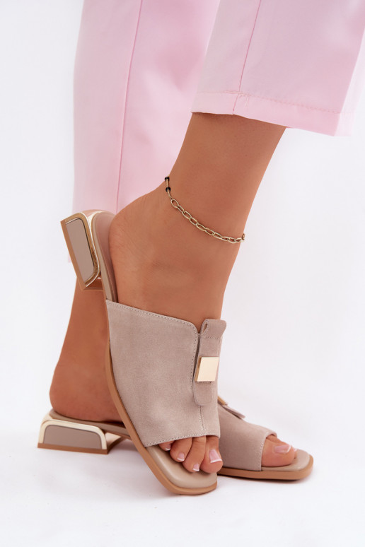 Eleganter Stil Damenhausschuhe natürliches INildlederoZua D&A JC61-1002 Beige