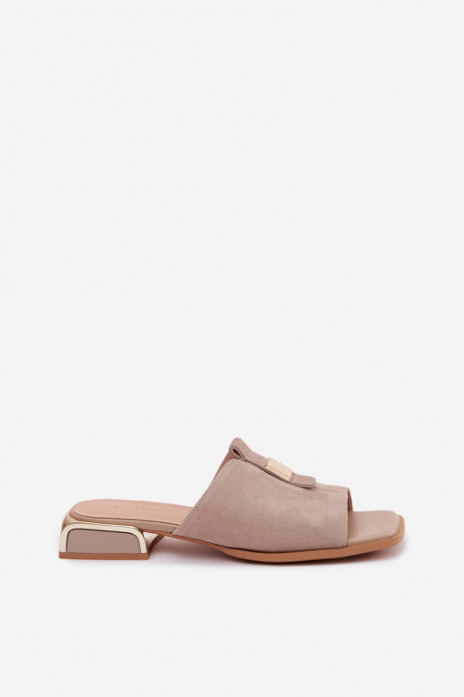 Eleganter Stil Damenhausschuhe natürliches INildlederoZua D&A JC61-1002 Beige