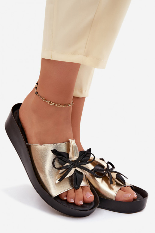 Lederpantoletten mit Ornamenten S.Barski KV61-6044 gold