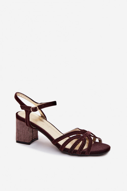 Aksamitne Damen-Sandalen mit hohen Absätzen D&A SR61-0102 Burgund
