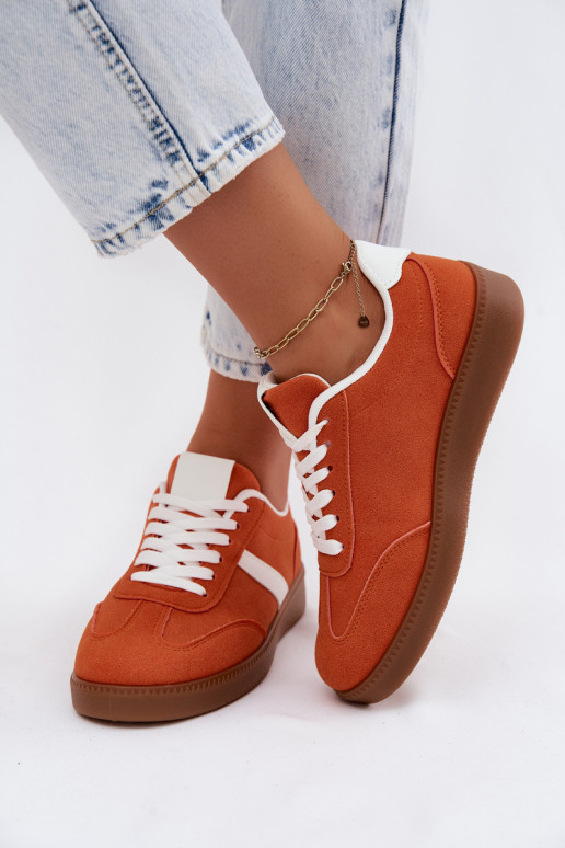 Sneaker mit Kunstveloursleder-Imitation in Orange Calira