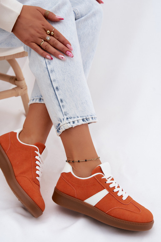 Sneaker mit Kunstveloursleder-Imitation in Orange Calira