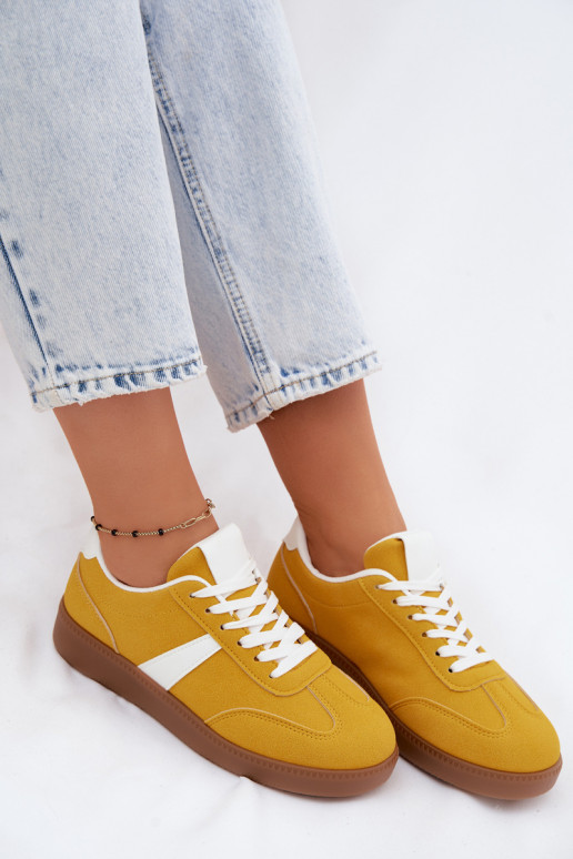 Sneaker mit Kunstveloursleder-Imitation in Gelb Calira