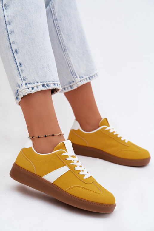 Sneaker mit Kunstveloursleder-Imitation in Gelb Calira