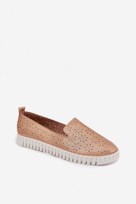 Slipper-Schuhe mit durchbrochenen Elementen in Champagner Salty
