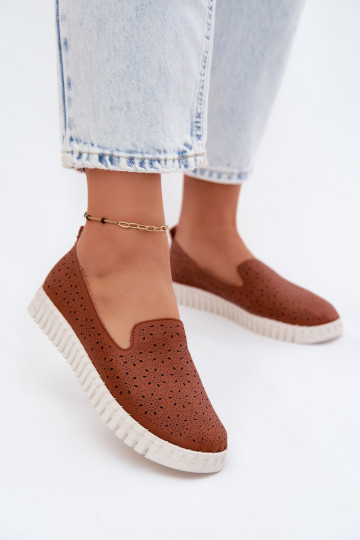 Braune durchbrochene Slipper Salty 2