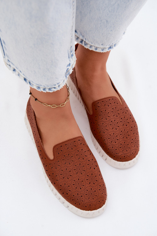 Braune durchbrochene Slipper Salty