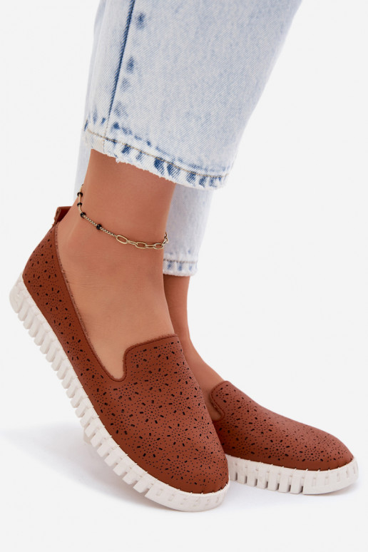 Braune durchbrochene Slipper Salty