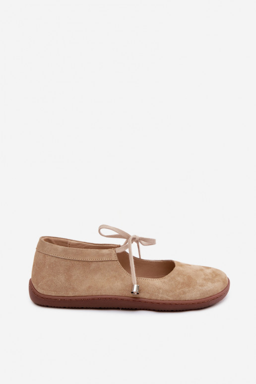 Haut Ballerinas aus INildleder Barefoot mit Riemen Zazoo 021 Beige