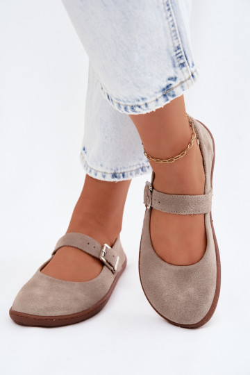 Kaffee Veloursleder-Ballerinas Zazoo 316 2