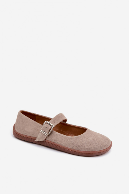 Kaffee Veloursleder-Ballerinas Zazoo 316