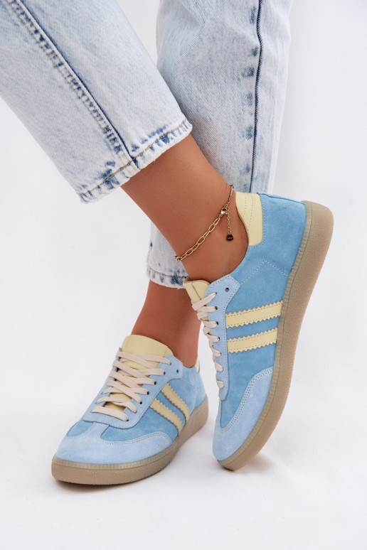 Himmelblaue Veloursleder-Sneakers Zazoo N1068