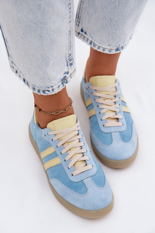 Himmelblaue Veloursleder-Sneakers Zazoo N1068