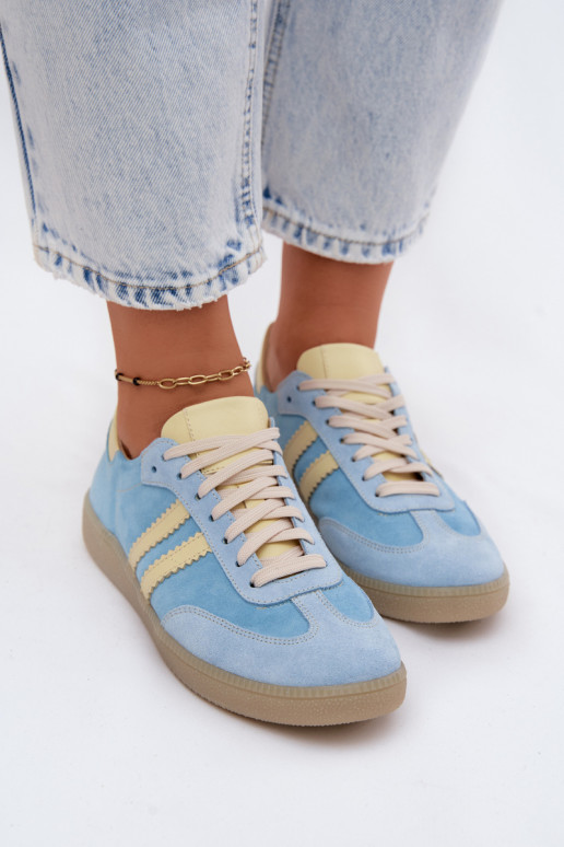 Himmelblaue Veloursleder-Sneakers Zazoo N1068