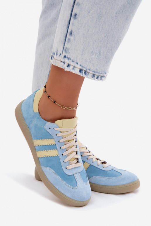 Zazoo N1068 aus INildleder Niedrig Sneakers Stilvollllschuhe Feminin hellblau