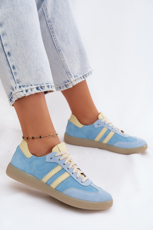 Himmelblaue Veloursleder-Sneakers Zazoo N1068