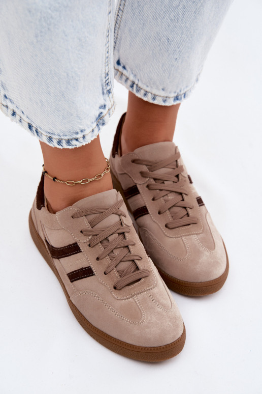 Haut aus INildleder Sneakers Stilvollllschuhe Feminin Zazoo N1176S2 Beige