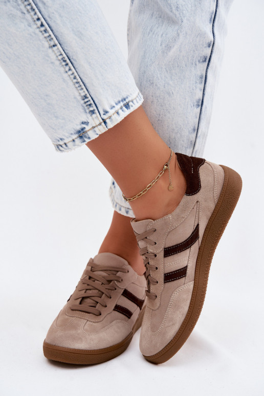 Sandfarbene Veloursleder-Sneakers Zazoo N1176S2