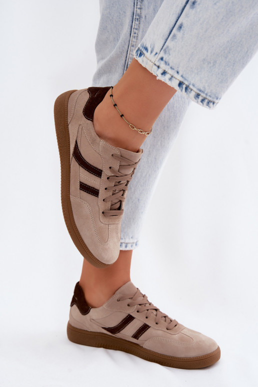 Haut aus INildleder Sneakers Stilvollllschuhe Feminin Zazoo N1176S2 Beige