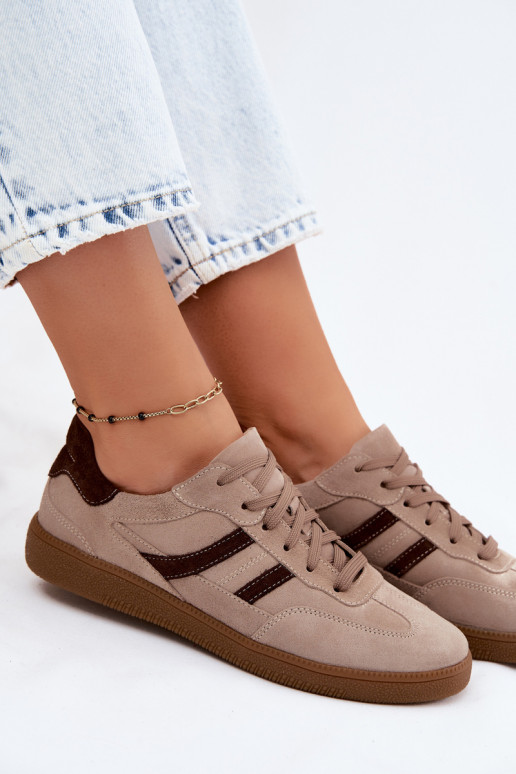 Sandfarbene Veloursleder-Sneakers Zazoo N1176S2