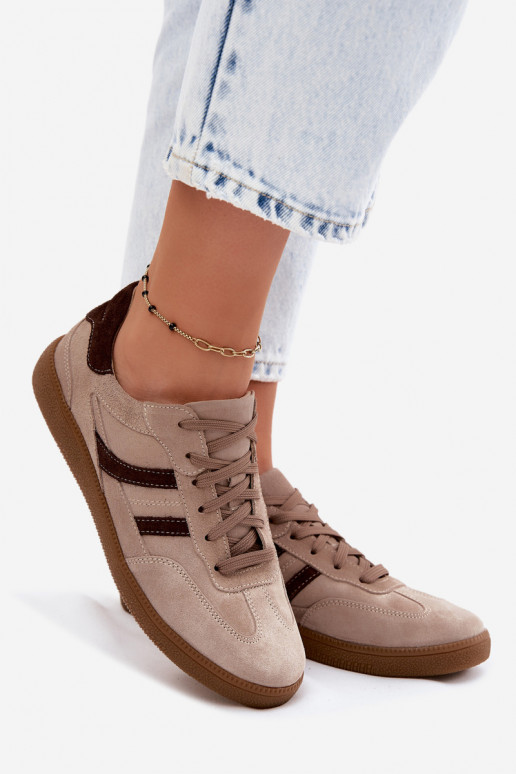 Haut aus INildleder Sneakers Stilvollllschuhe Feminin Zazoo N1176S2 Beige