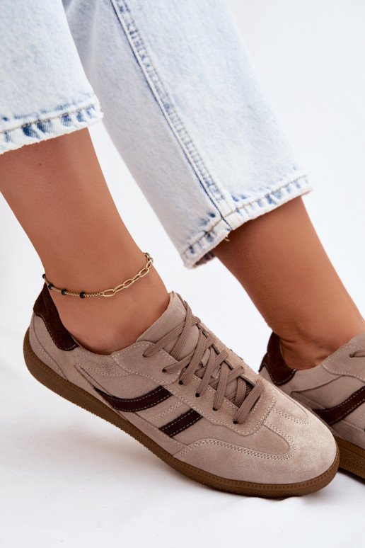 Haut aus INildleder Sneakers Stilvollllschuhe Feminin Zazoo N1176S2 Beige