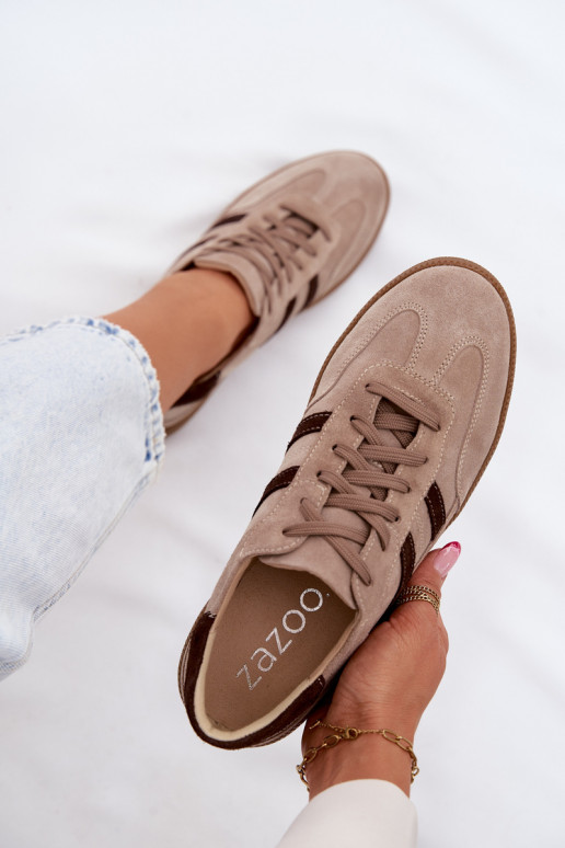 Sandfarbene Veloursleder-Sneakers Zazoo N1176S2