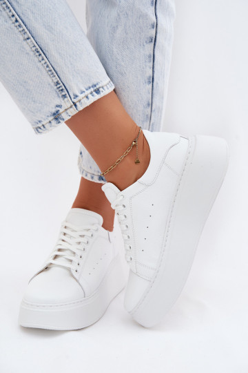 Haut Sneakers Stilvollllschuhe Feminin mit einer Plattform Zazoo N408S2 Zueiße Farbe 2